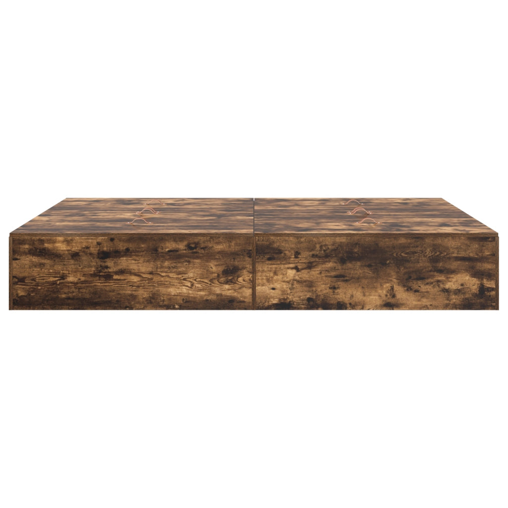 Struttura letto con contenitore in rovere affumicato 140x190 cm