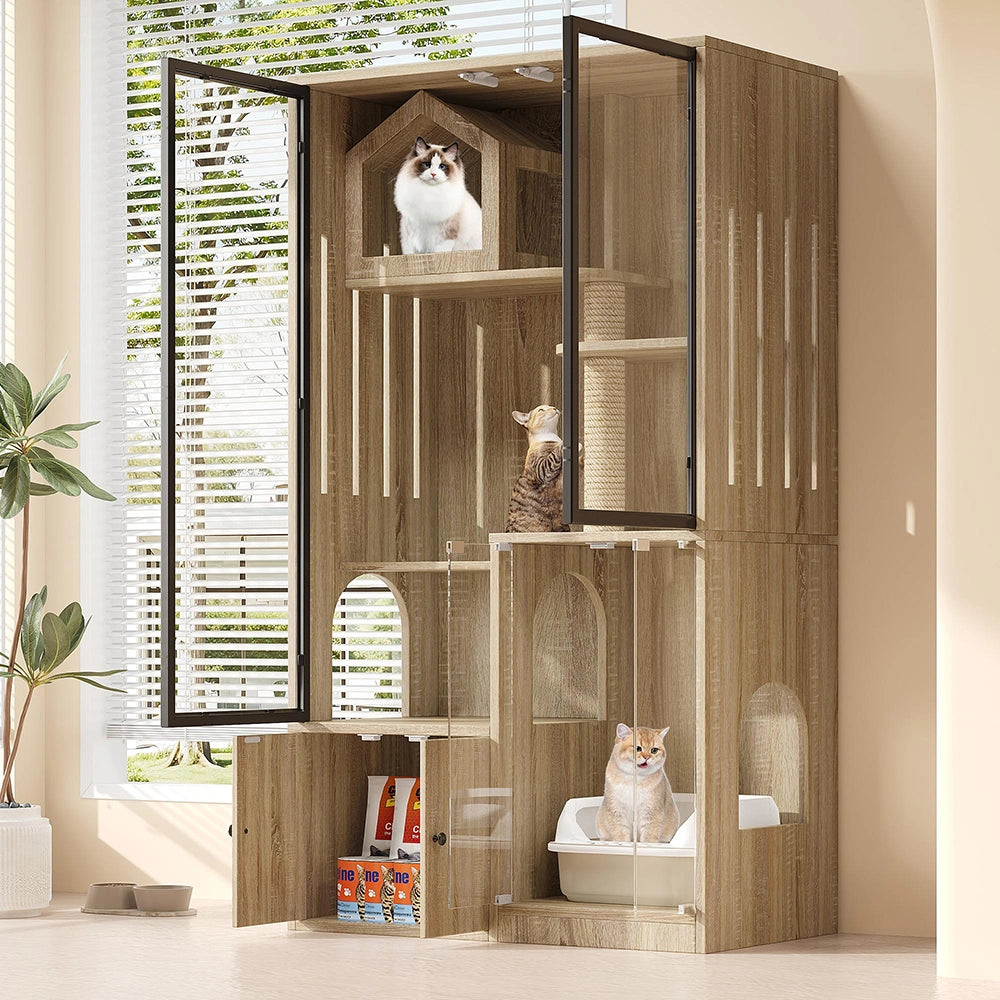 Villa per gatti 4 piani - Xylo - 90x50x160cm legno naturale