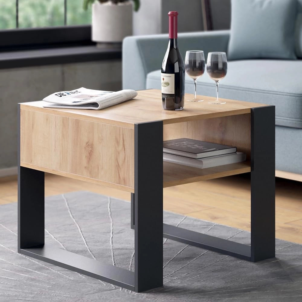 Tavolino da salotto, Antracite, 59.2 x 50.6 cm, adatto per riporre riviste e telecomandi