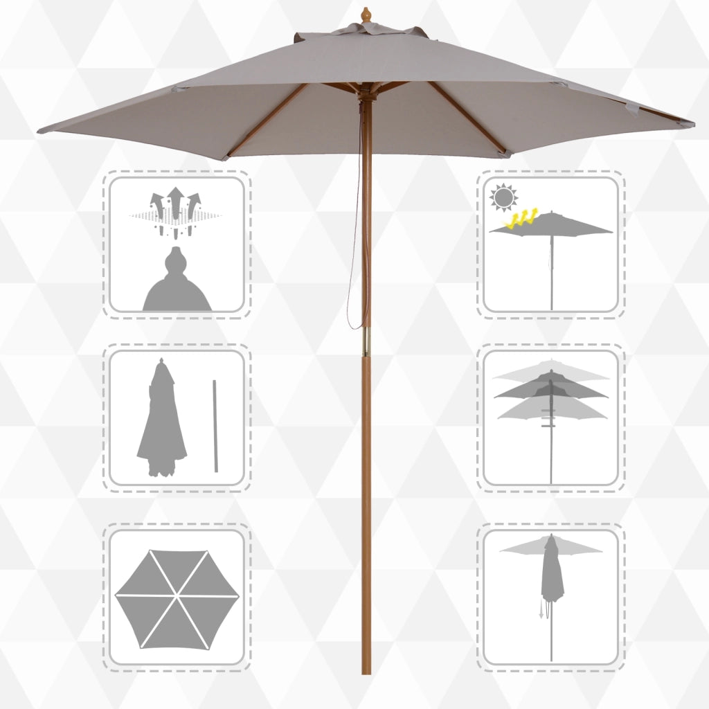 Parasole da Giardino Rotondo Grande ¨C zephmum ¨C Bamb¨´ Grigio ?250x230 cm