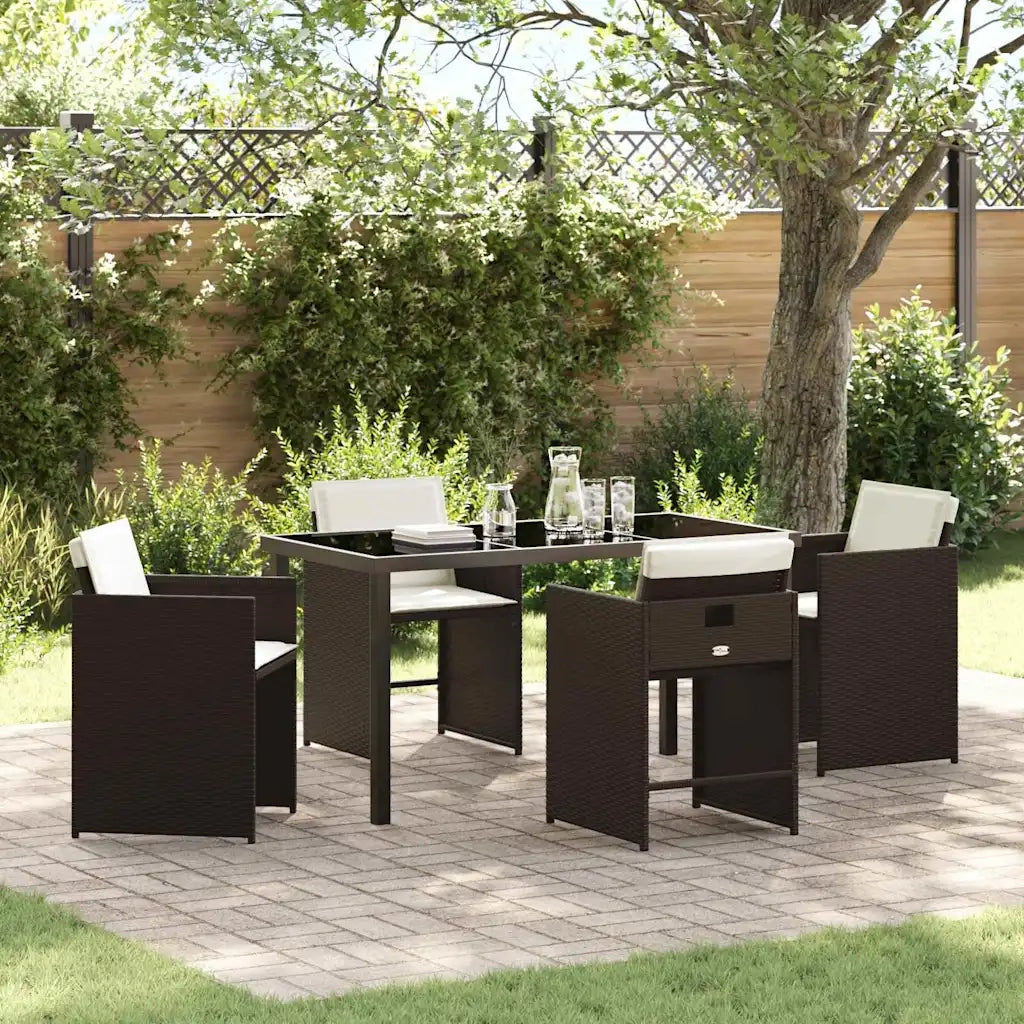 Set da Pranzo per Giardino 5 pcs Marrone polyrattan 3380698
