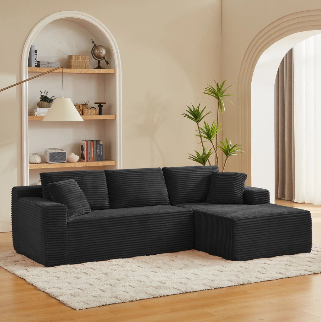 Divano modulare a L nero con schiuma memory e molle insacchettate HOMVRA