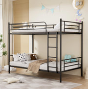 Letto a castello in acciaio nero 90 x 190 cm con scala e parapetto