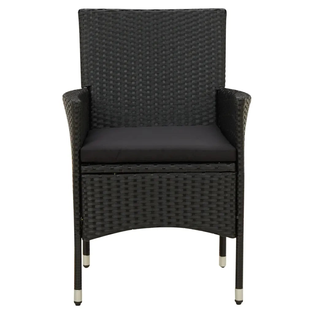 Set da Pranzo da Giardino 7 pz con Cuscini in Polyrattan Nero 3094868