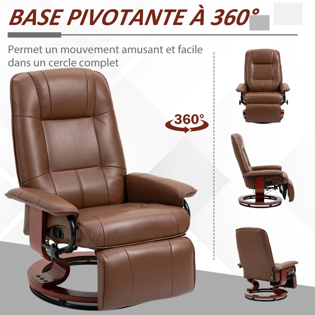 Poltrona Relax Reclinabile Girevole con Poggiapiedi ¨C Zephmum ¨C Marrone Tessuto