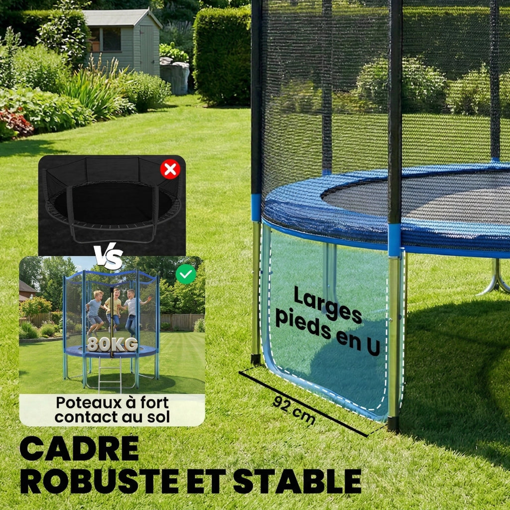 Trampolino Esterno Giardino 6 Pali ¨C Zephmum ¨C Blu ?183cm 80kg