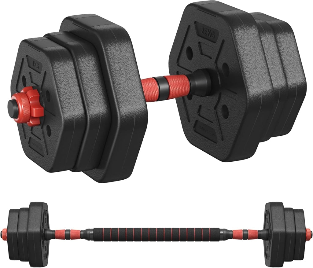 SONGMICS Set di Manubri con Barra di Collegamento, Manubri Corti, Peso Esagonale per Allenamento, Fitness, Sollevamento Pesi a Casa, Palestra