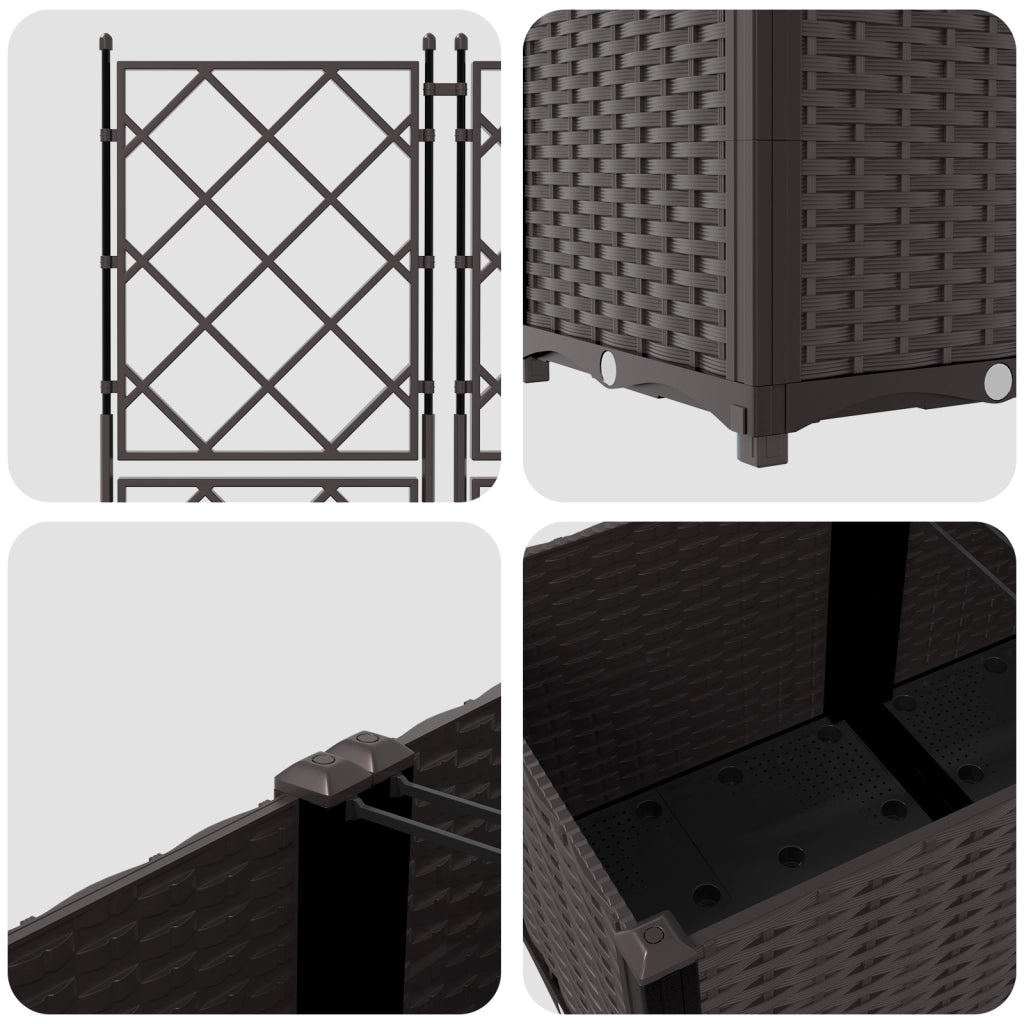 Fioriera da Giardino con Grata 3 pz Marrone 120x40x143 cm