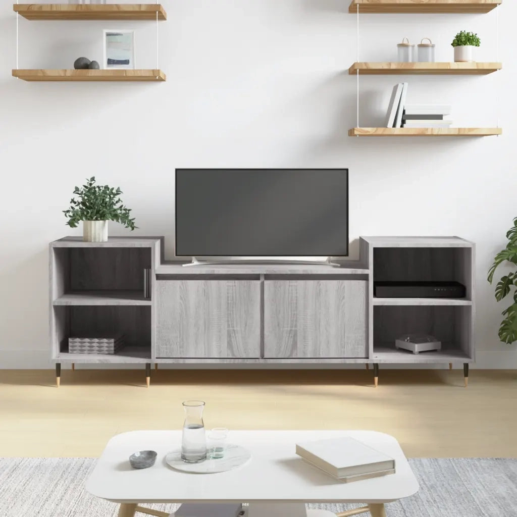 Mobile TV Grigio Sonoma 160x35x55 cm in Legno Multistrato 831338