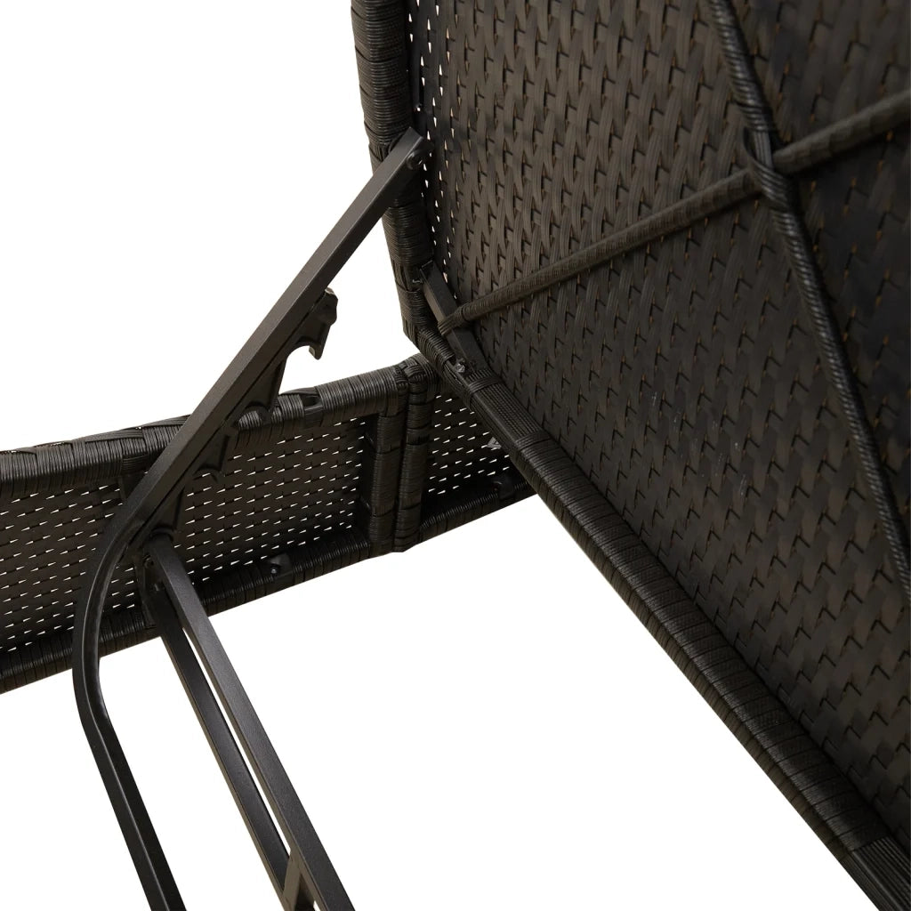Lettino Prendisole | Sdraio da giardino | Lettino da sole Doppio con Cuscini Nero in Polyrattan