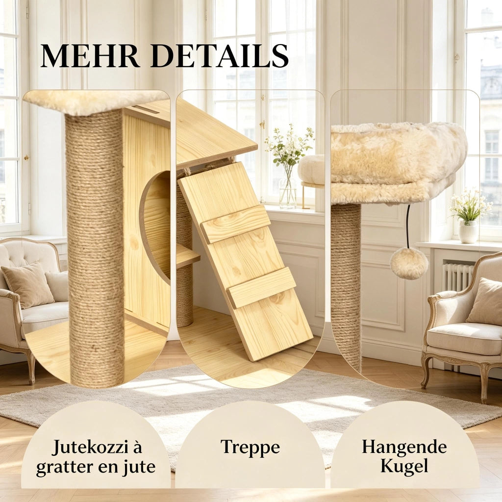 ALBERO GATTO Tiragraffi 60x40x130 cm Beige e Marrone