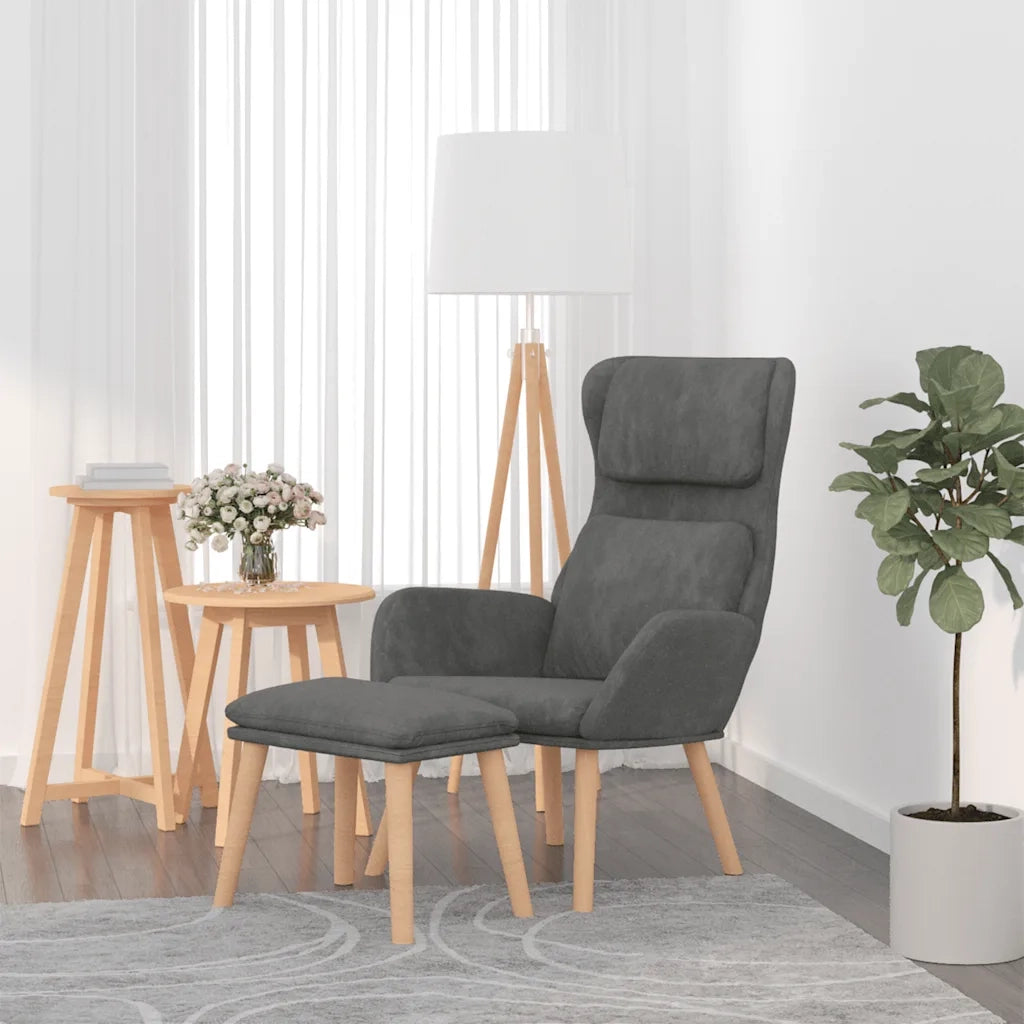 Poltrona Relax con Poggiapiedi Grigio Scuro in Velluto 3097821