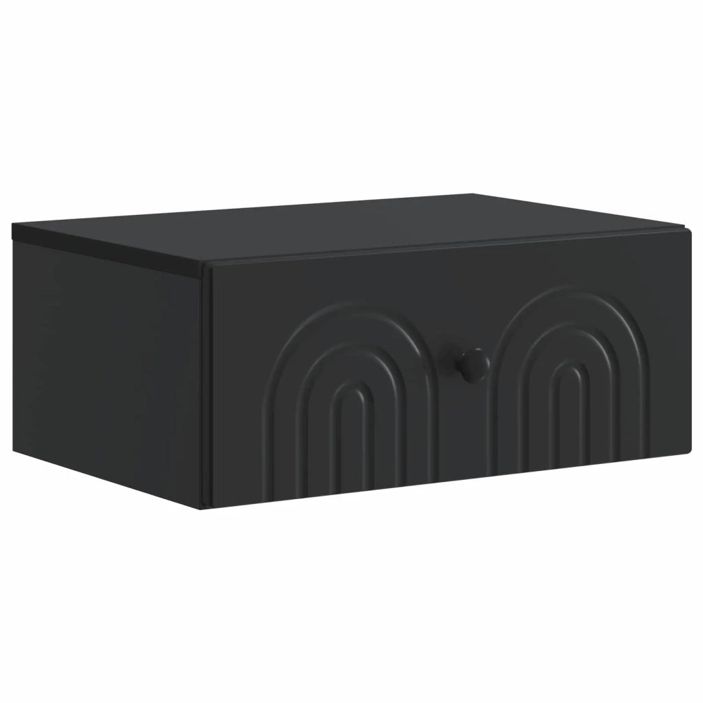 Mobiletto da notte a muro con cassetto Nero 49 x 34,5 x 20 cm