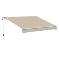 Tenda da Sole 4x2.5 m Avvolgibile a Manovella con Copertura Impermeabile, in Metallo e Alluminio, Beige