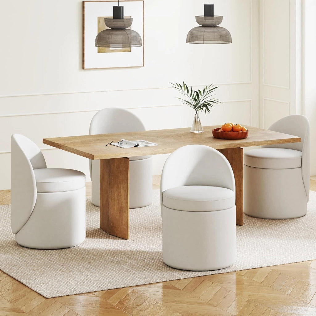 Pouf Contenitore, Sgabello Imbottito in Velluto Sintetico con Schienale e Seduta Imbottita, Portata fino a 150 kg, Sgabello Rotondo con Spazio di Archiviazione, Pouf Moderno per Soggiorno