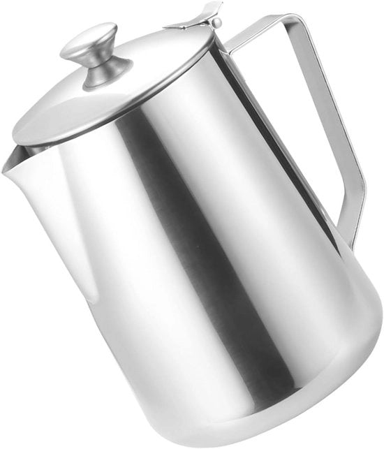 Bottiglia di Acqua in Acciaio Inox 304 con Coperchio Unico e Spillo Senza Gocce per Tazza di Latte Art per Macchina del Caffè Smoothie Succo Casa Hotel Ristorante Ufficio (2000ml)