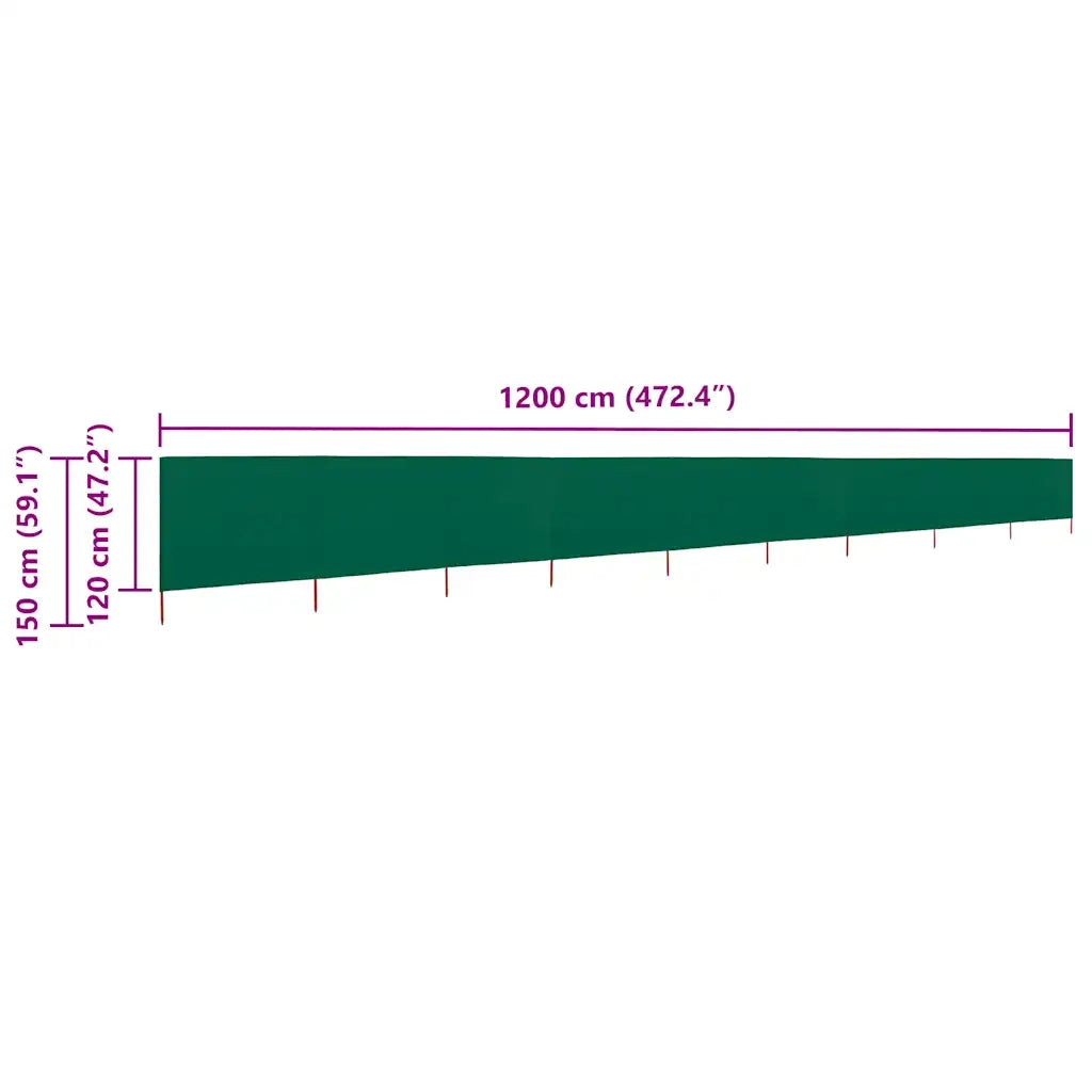 Paravento a 9 Pannelli in Tessuto 1200x120 cm Verde CFW9494664