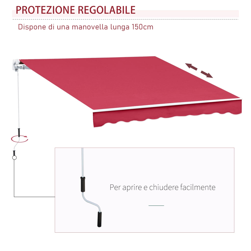 Tenda da Sole Esterno Avvolgibile ¨C zephmum ¨C 4x2.5m Rosso Scuro Metallo Alluminio