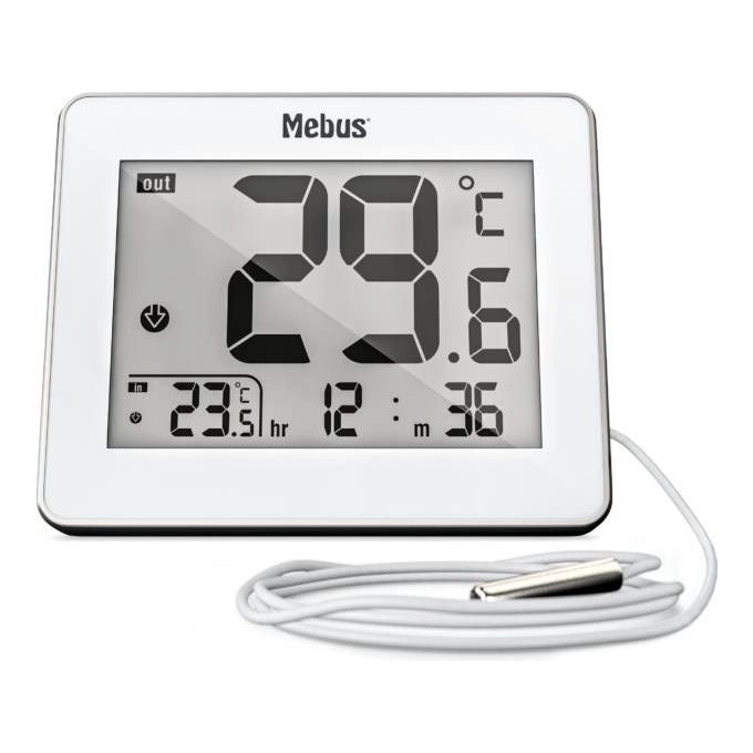 Mebus 01074 Termometro da ambiente elettronico Interno/esterno Bianco