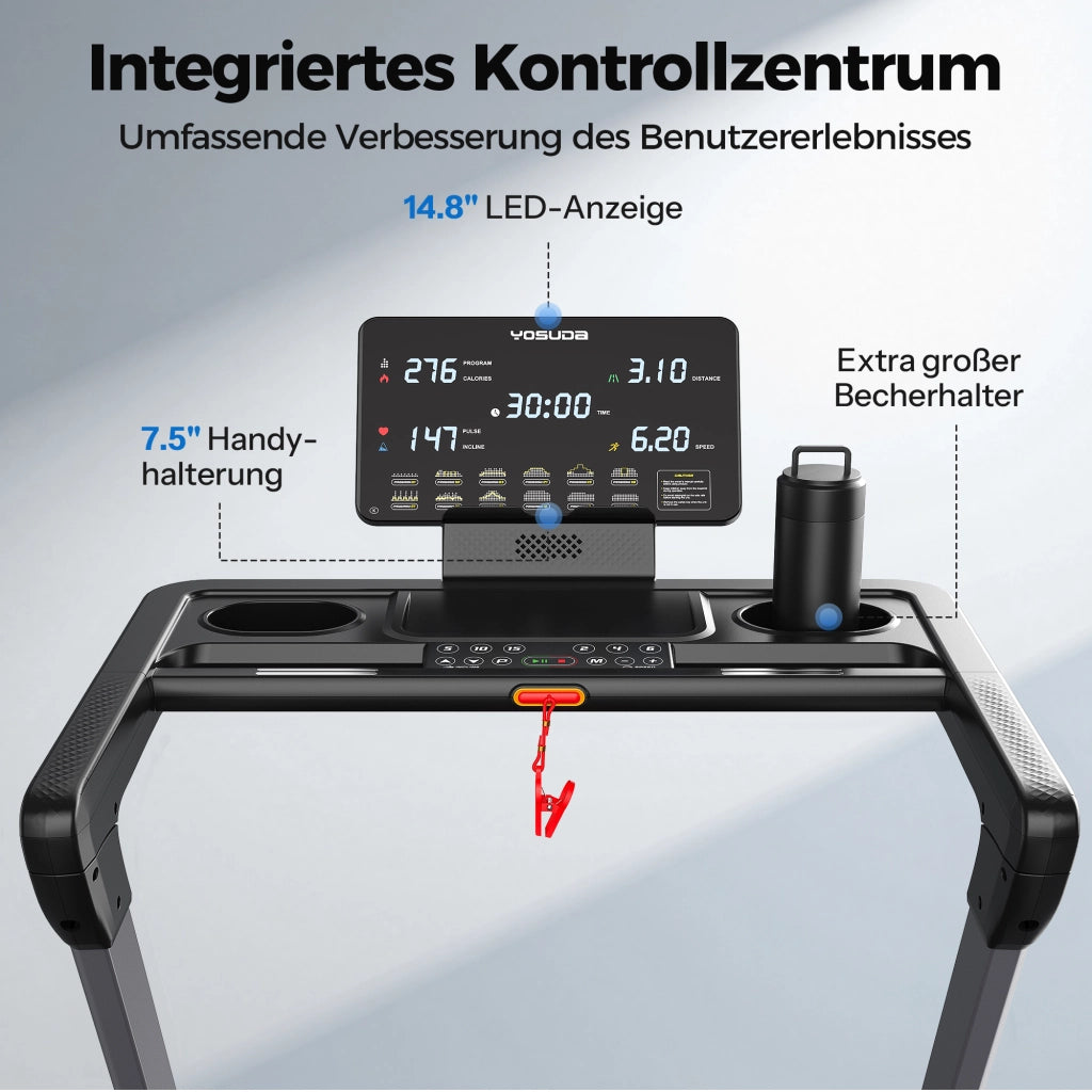 Tapis roulant pieghevole YOSUDA ¨C zephmum ¨C 1-14 km/h, 18% pendenza, 172 kg, HD-Display, Bluetooth