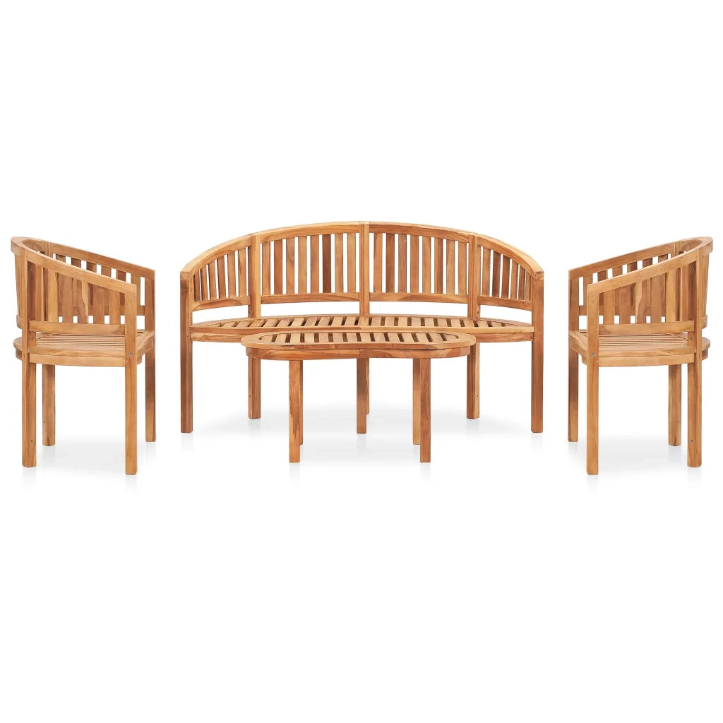 Set Salotto da Giardino 4 pz Design Curvo in Massello di Teak cod mxl 35709