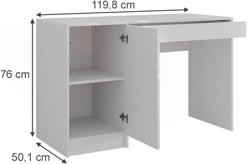 Tavolo da toeletta Sherry, Bianco/bianco lucido, 119.8 cm