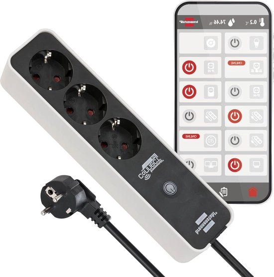 Pannello di controllo intelligente a 3 vie con connettore WiFi per Alexa e Google Assistant con app gratuita - cavo di 15m - Bianco/Nero