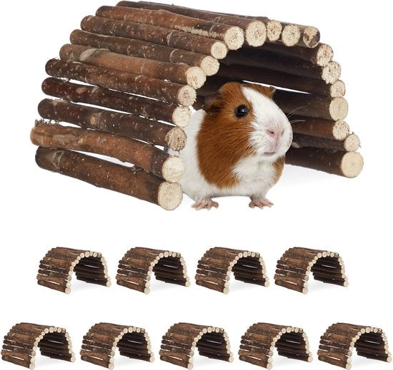 10 x Ponte di legno per gabbie per piccoli animali - Flessibile e flessibile - Dimensioni: 29 x 17 cm