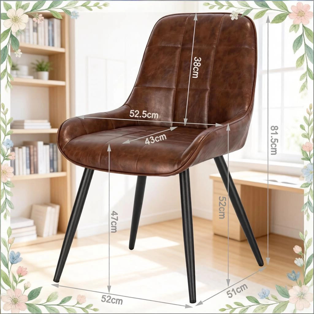 Sedia da Pranzo Set da 4 con Schienale Ergonomico e Piedini Regolabili in Similpelle Marrone