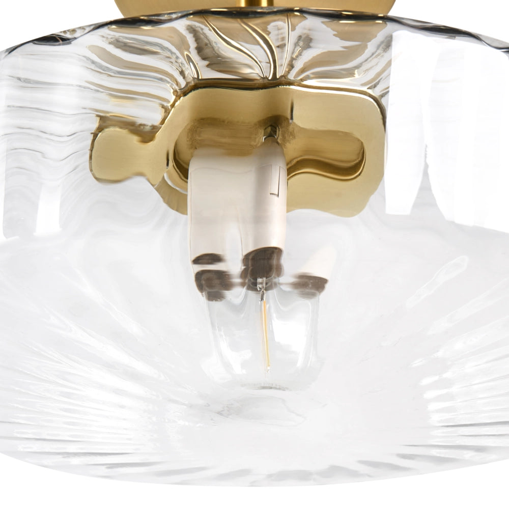Lampadario Paralume in vetro trasparente Base placcata in ferro dorato Stile moderno e glamour Soggiorno