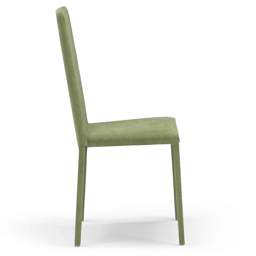 Set 6 sedie imbottite 100% MADE IN ITALY BETTY PLUS per sala da pranzo, cucina, soggiorno, design moderno, struttura robusta in metallo rivestita, schienale e seduta rivestiti in velluto colore Verde Lime