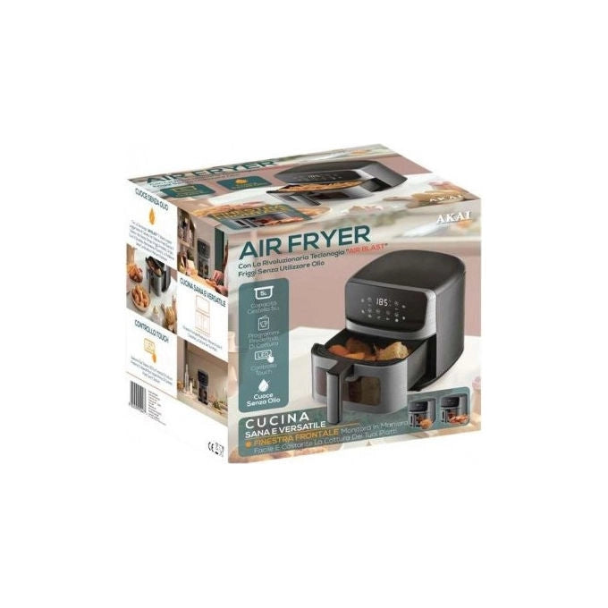 Akai friggitrice ad aria doppio cestello, 1001W, cottura rapida senza olio, porzioni multiple, airfryer
