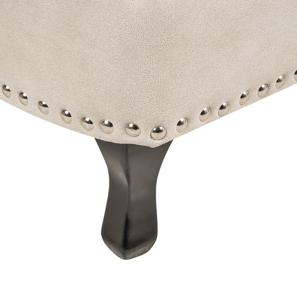 Chaise longue in velluto beige chiaro versione sinistra Con Bottoni stile retrò