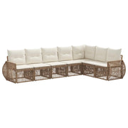 Set Divano da Giardino 7 pcs Beige e Bianco Crema polyrattan 3435429