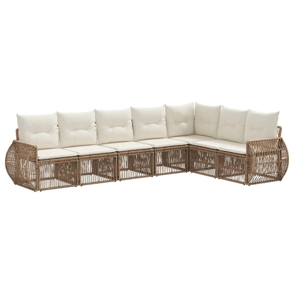 Set Divano da Giardino 7 pcs Beige e Bianco Crema polyrattan 3435429