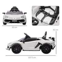 Macchina Elettrica per Bambini 12V con Licenza Lamborghini Aventador SVJ Roadster Bianco