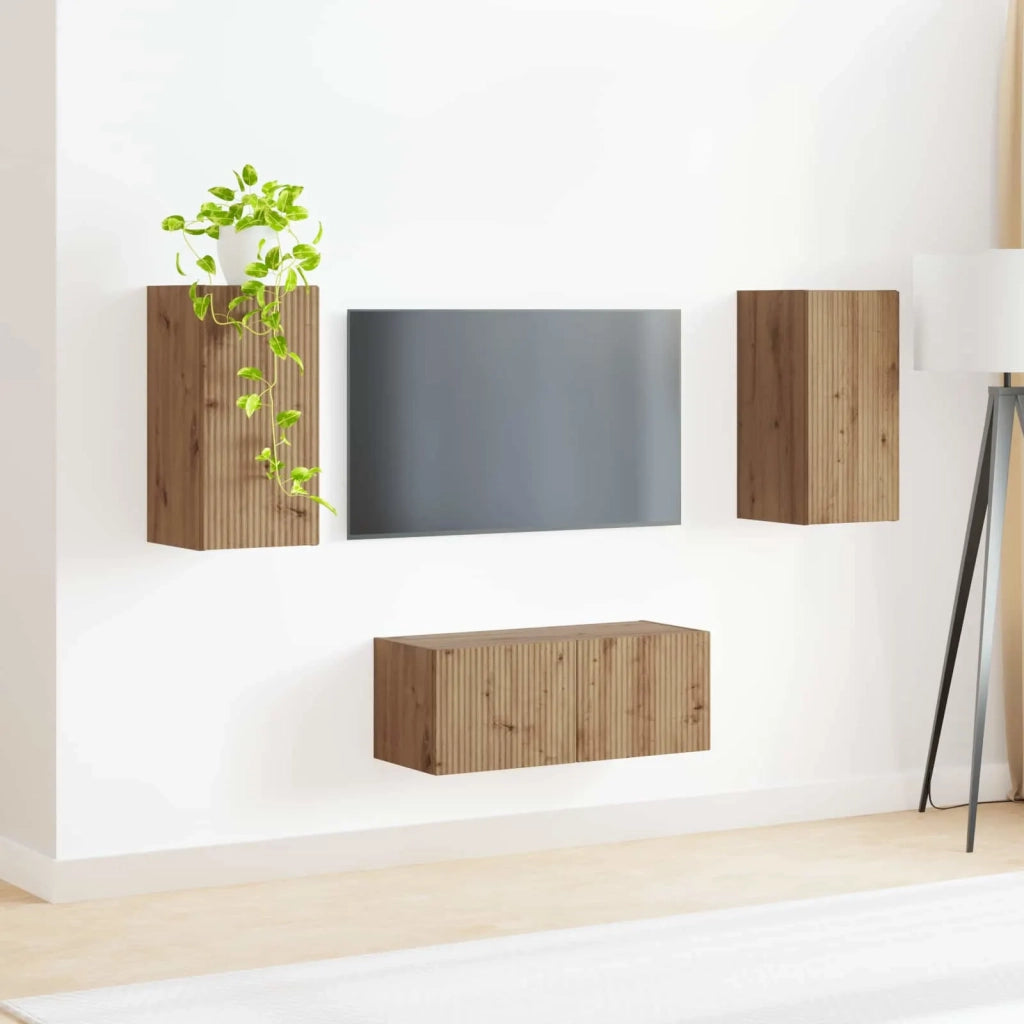 Set mobile TV 2 pcs Rovere artigianale Legno multistrato 3408969