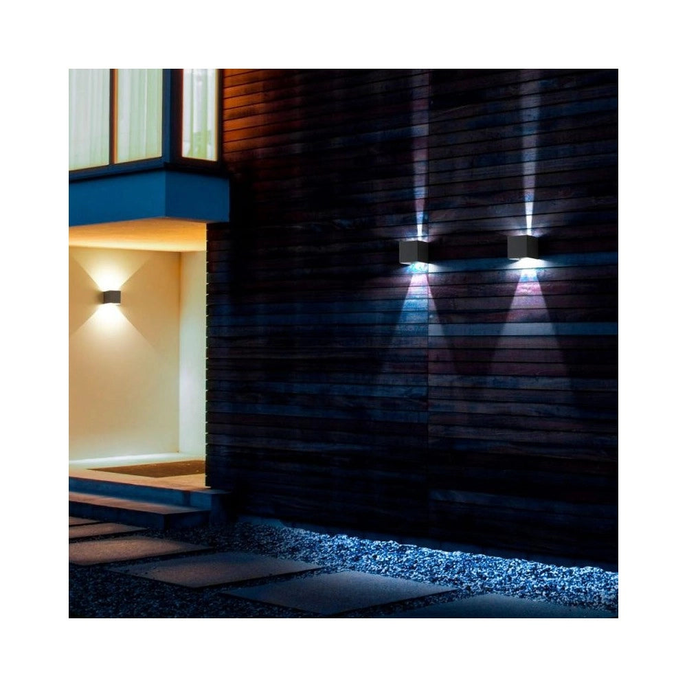 Lampada a led da parete Cubetto IP54 6,5W con alette regolabili Bianco