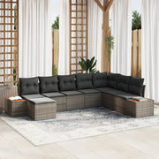 Set di divani da giardino  8 pezzi con cuscini grigio polirattan acacia