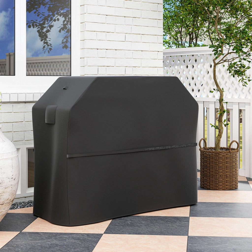 Copertura per Barbecue Rettangolare 147x61x122 cm Impermeabile e Antivento in Tessuto Oxford 600D UPF30+ Nero