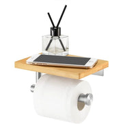 Houder di toilette in acciaio inossidabile SUS304 con supporto in legno, finitura liscia, modello BPH220BA-2