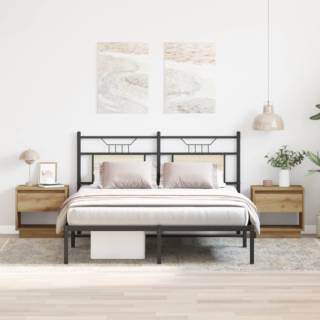 Comodino 2 pz Rovere Artigianale 45x34x47 cm Legno Ingegnerizzato