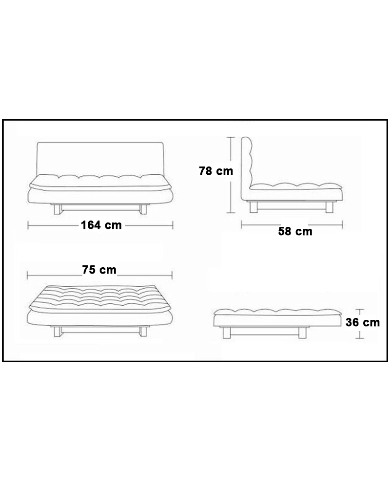 Divano letto 3 posti, reclinabile in microfibra bianco 164cm antiribaltamento Sicorage Jessut