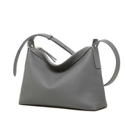 Borsa a tracolla da spiaggia da donna in vera pelle, colore grigio.