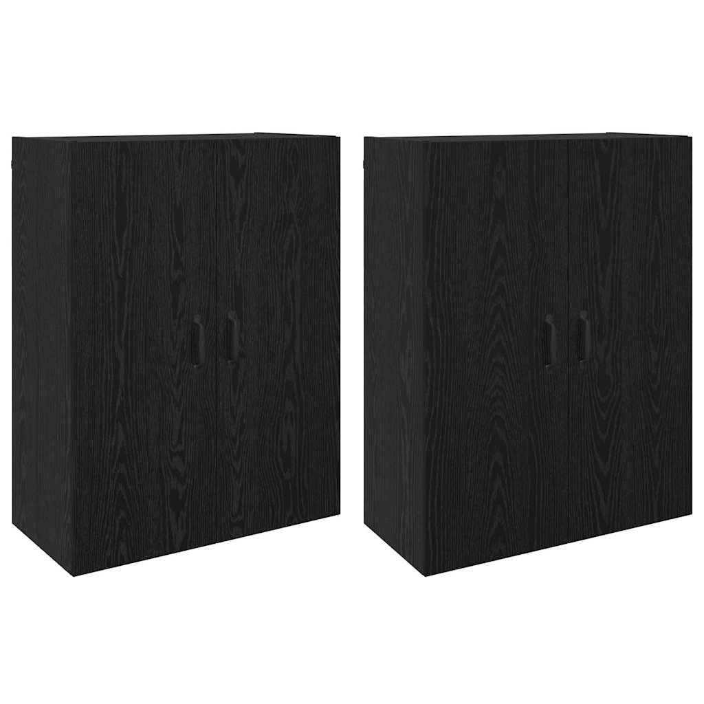 Set di 2 mobili da parete moderni con 4 ante a battente 69,5 x 34 x 90 cm in legno ingegnerizzato rovere nero 02_0056057