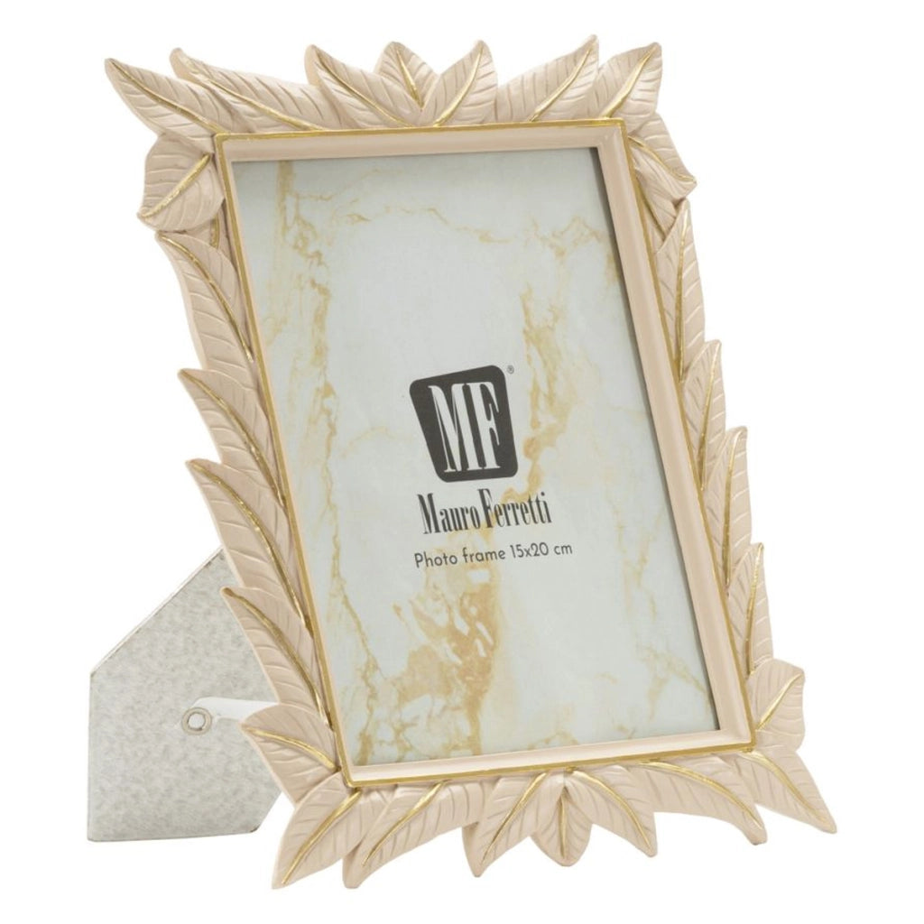 Cornice portafoto Leaffy in resina crema 15x20