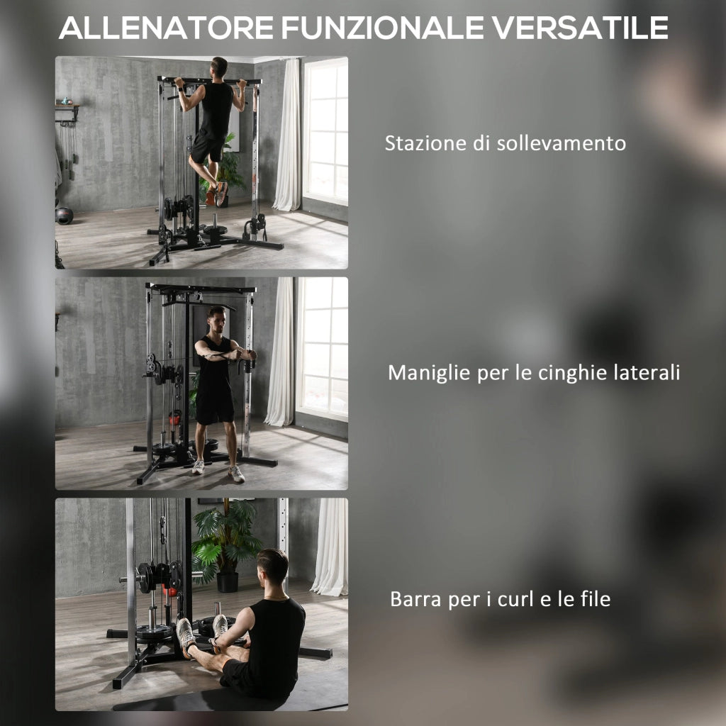 Stazione Fitness per Allenamento Totale 170x139x200 cm Power Tower in Acciaio Nero