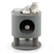 Tiragraffi per gatti 40 x 40 x 47 cm con robusti pali per graffiare e pallina pendente stile moderno legno grigio 20_0020528