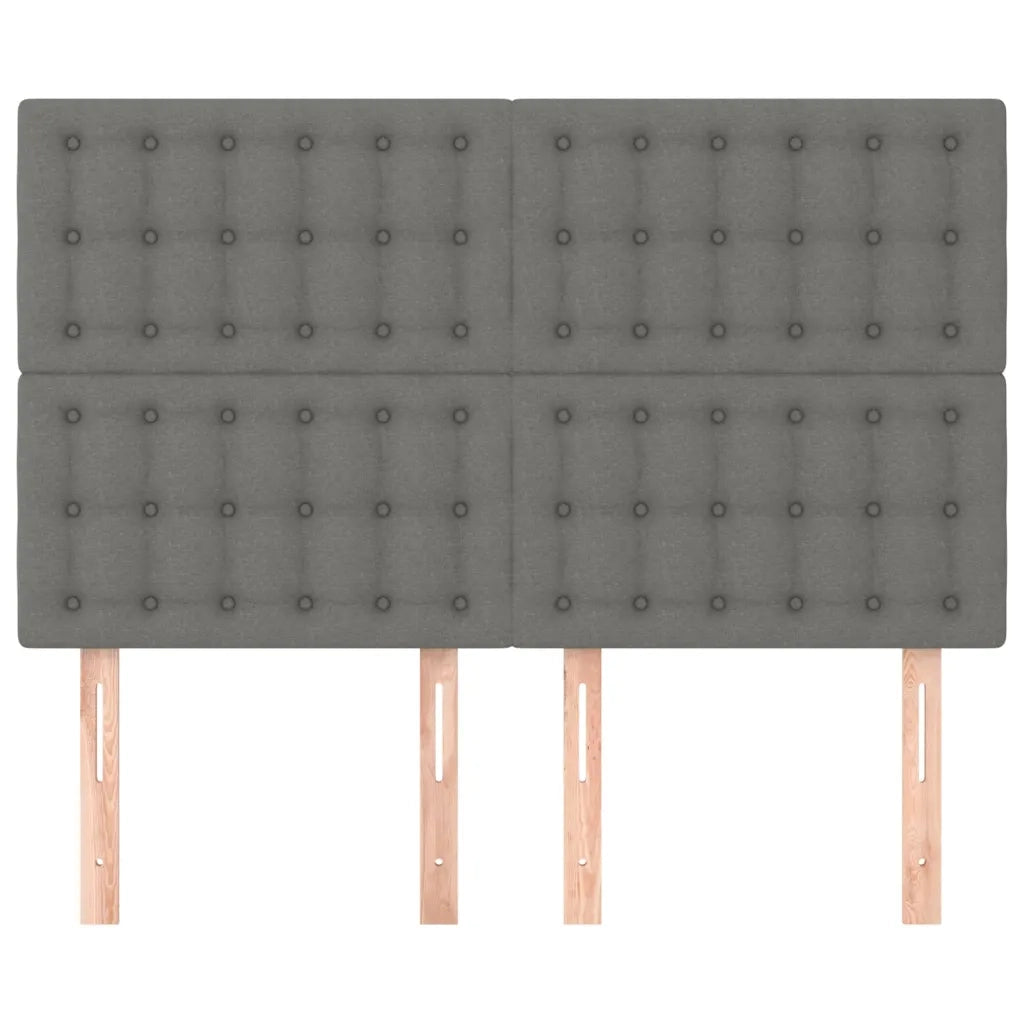 Testiera-Testata Decorativa Grigio Scuro 144x5x118/128 cm Tessuto 222431