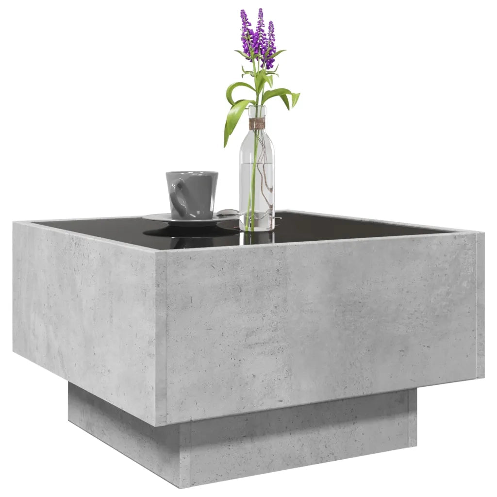 Tavolino Salotto con LED Grigio Cemento 50x50x30 cm Multistrato